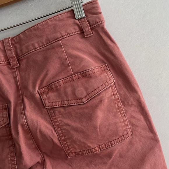 LOFT patch pocket Pants,  Straight Leg Exposed Button FLy, Raw Hem Sz 0 bin 23 - Picture 6 of 6